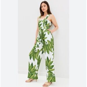 Farm Rio Palm Fan Jumpsuit size XS Missing Belt